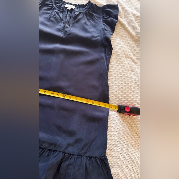 EVEREVE Cupro Navy Blue Ruffle Hem Mini Dress - Super SOFT Fabric!! - Picture 14 of 16